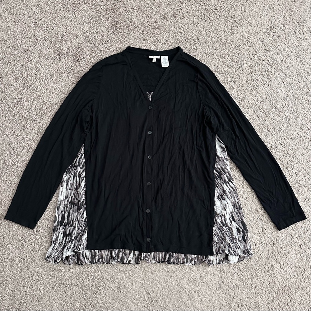 Logo by Lori Goldstein Mixed Media Tunic Cardigan Womens XL